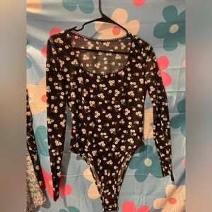 EUC women’s black floral bodysuit